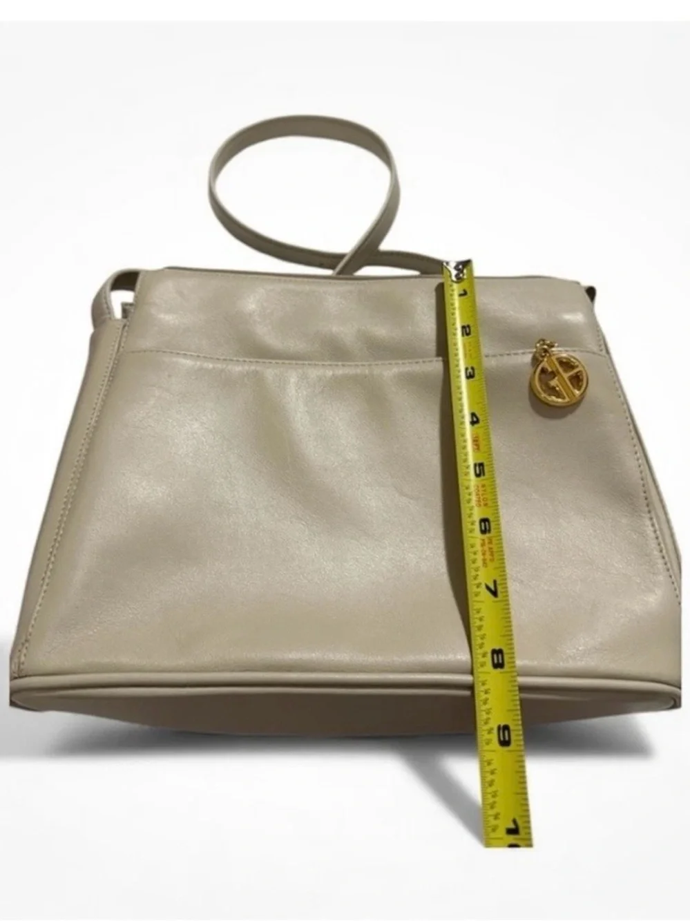 Gianni Bernini Cream Faux Leather Shoulder Bag